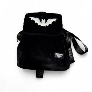Gothic Black Backpack with Bat Design